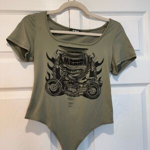 Olive Graphic Women Top